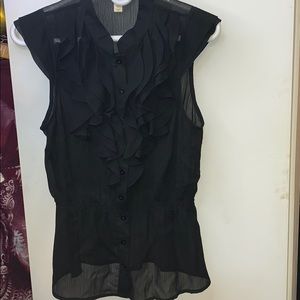 Black Ambiance Apparel Ruffled Cinched Blouse